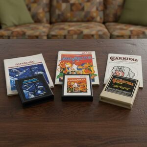 VTG Vintage 80s Atari 2600 Game Bundle - Asteroids, Kangaroo & Carnival